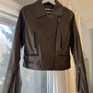 Women's Brown (Taupe) Leather Jacket